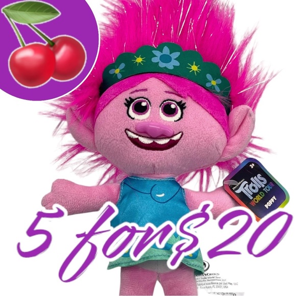 Dreamworks Poppy Just Play Trolls World Tour Small Plush Stuffed Animal Toy NWT - Picture 1 of 10